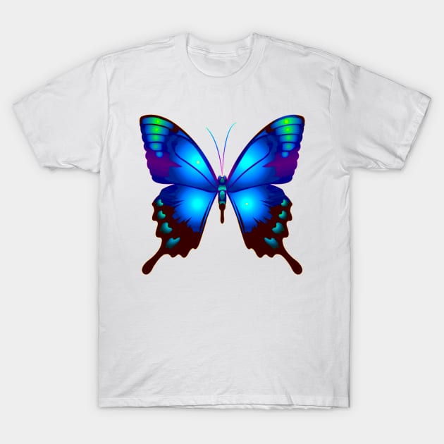 Morpho Butterfly in Royal Blue Colors T-Shirt by Nisuris Art